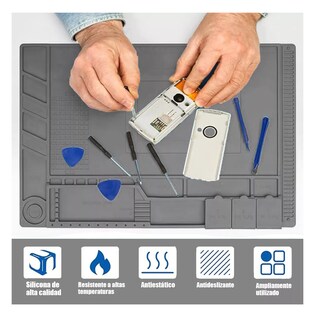 Foto 2 | Tapete Antiestático de Silicón + Kit de Herramientas Gris