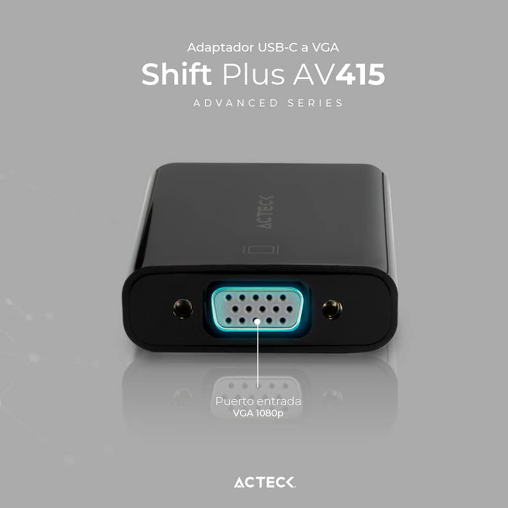 Foto 4 pulgar | Adaptador USB-C a VGA Acteck AC-934725 color Negro Shift Plus AV415