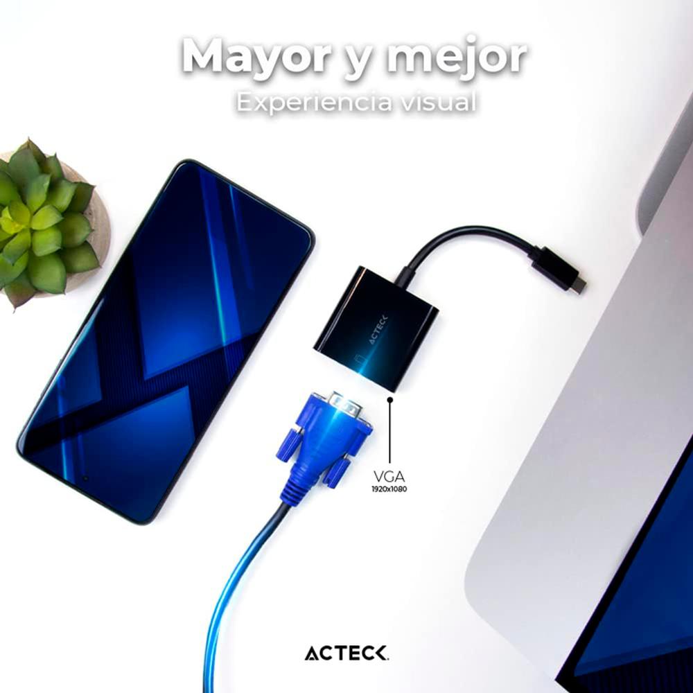 Foto 5 | Adaptador USB-C a VGA Acteck AC-934725 color Negro Shift Plus AV415