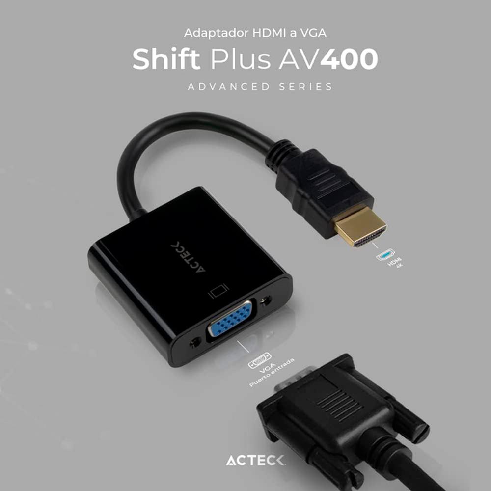 Foto 3 pulgar | Adaptador Convertidor Acteck Ac-934756 Shift Plus Av400 HDMI a VGA Negro