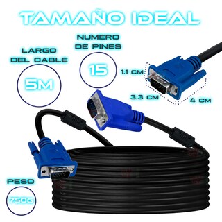Foto 4 | Cable Vga – Vga 5 Metros