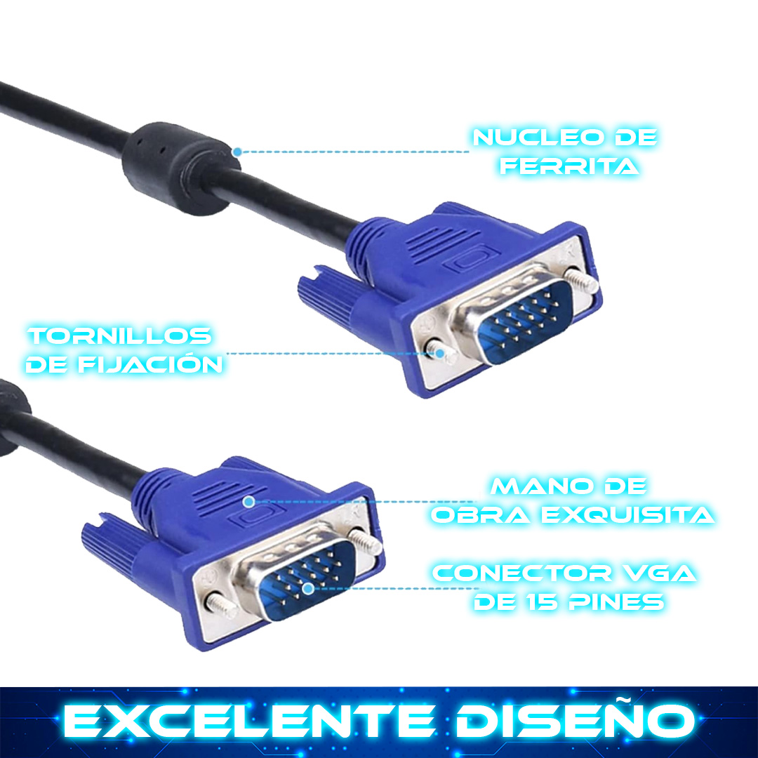 Foto 4 pulgar | Cable Vga – Vga 3 Metros