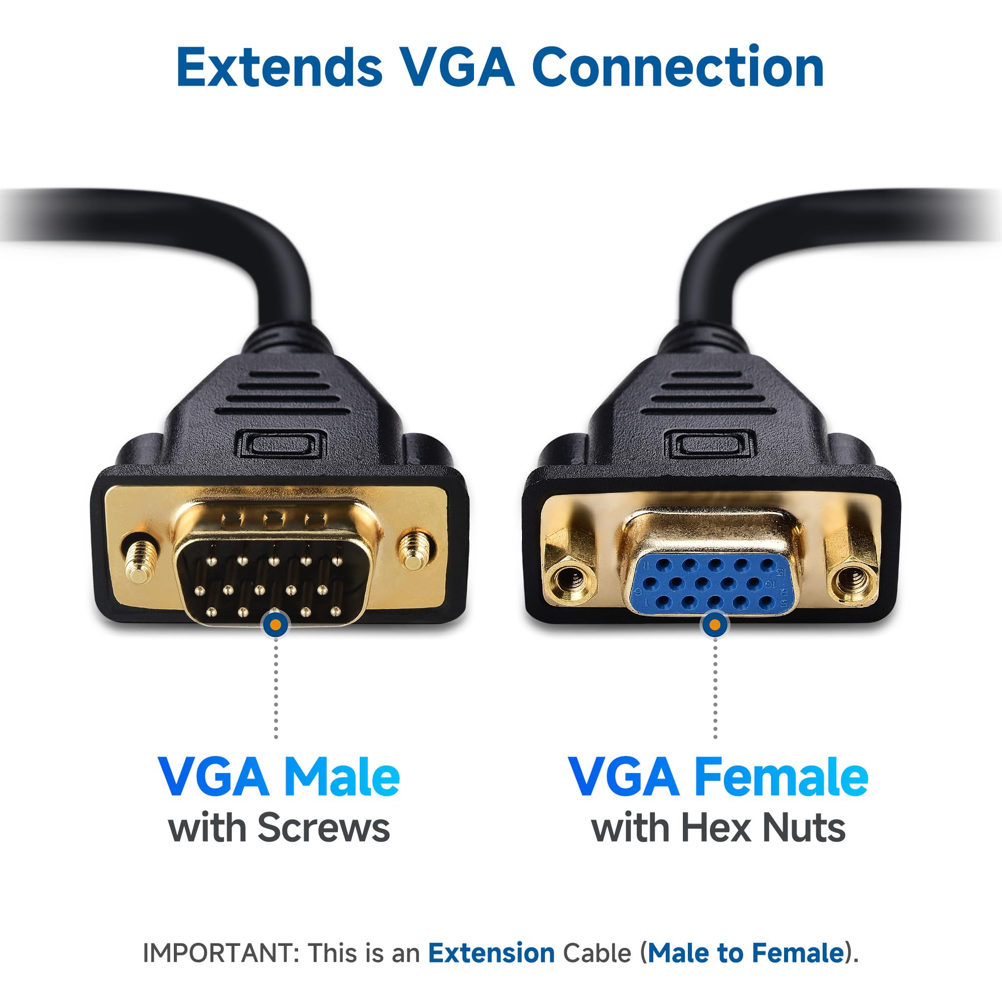 Foto 2 | Cable De Extensión Vga Matters Vga Macho A Hembra De 10 Pies - Venta Internacional.