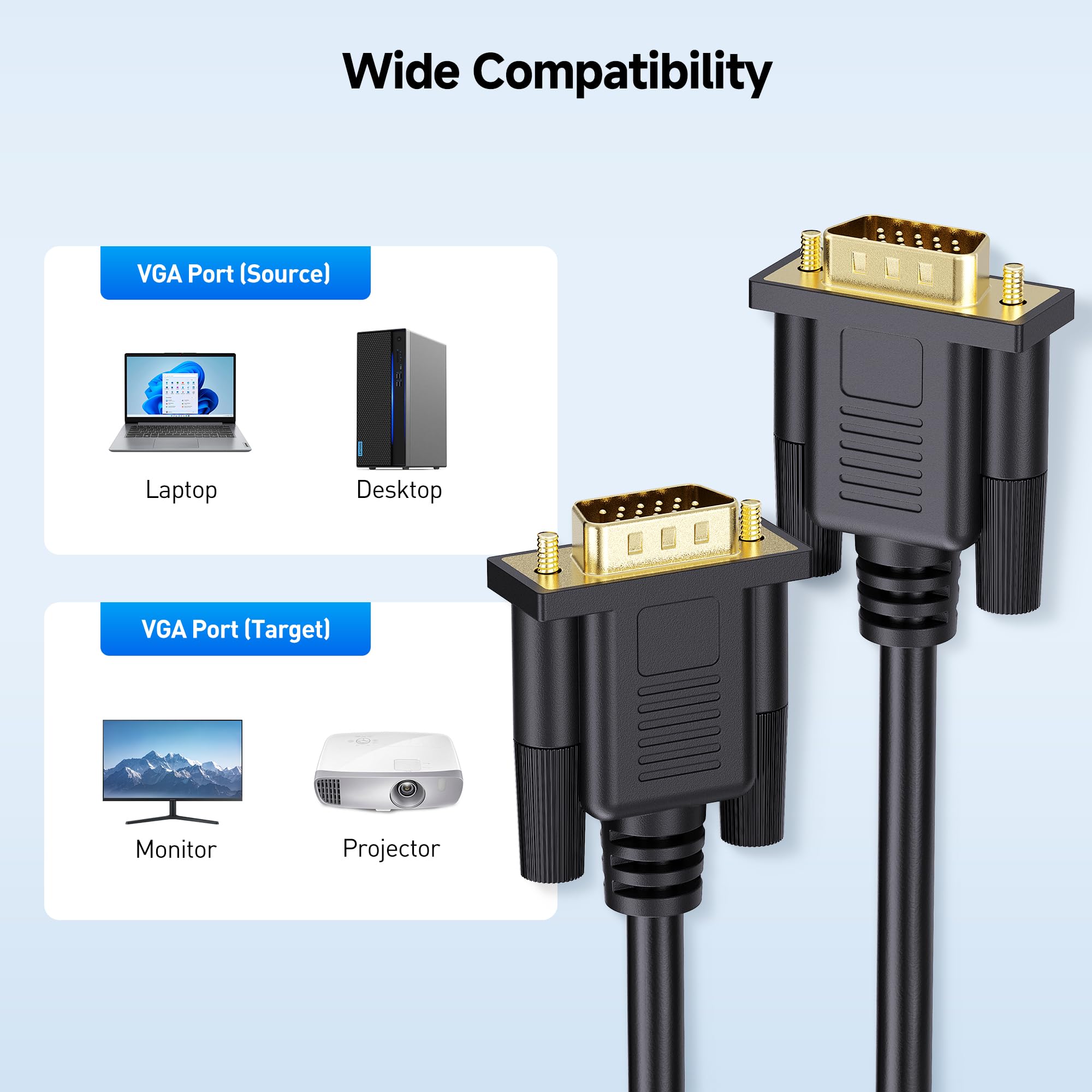Foto 5 | El Cable Vga Importa Con Ferritas De 25 Pies Para Monitor - Venta Internacional.