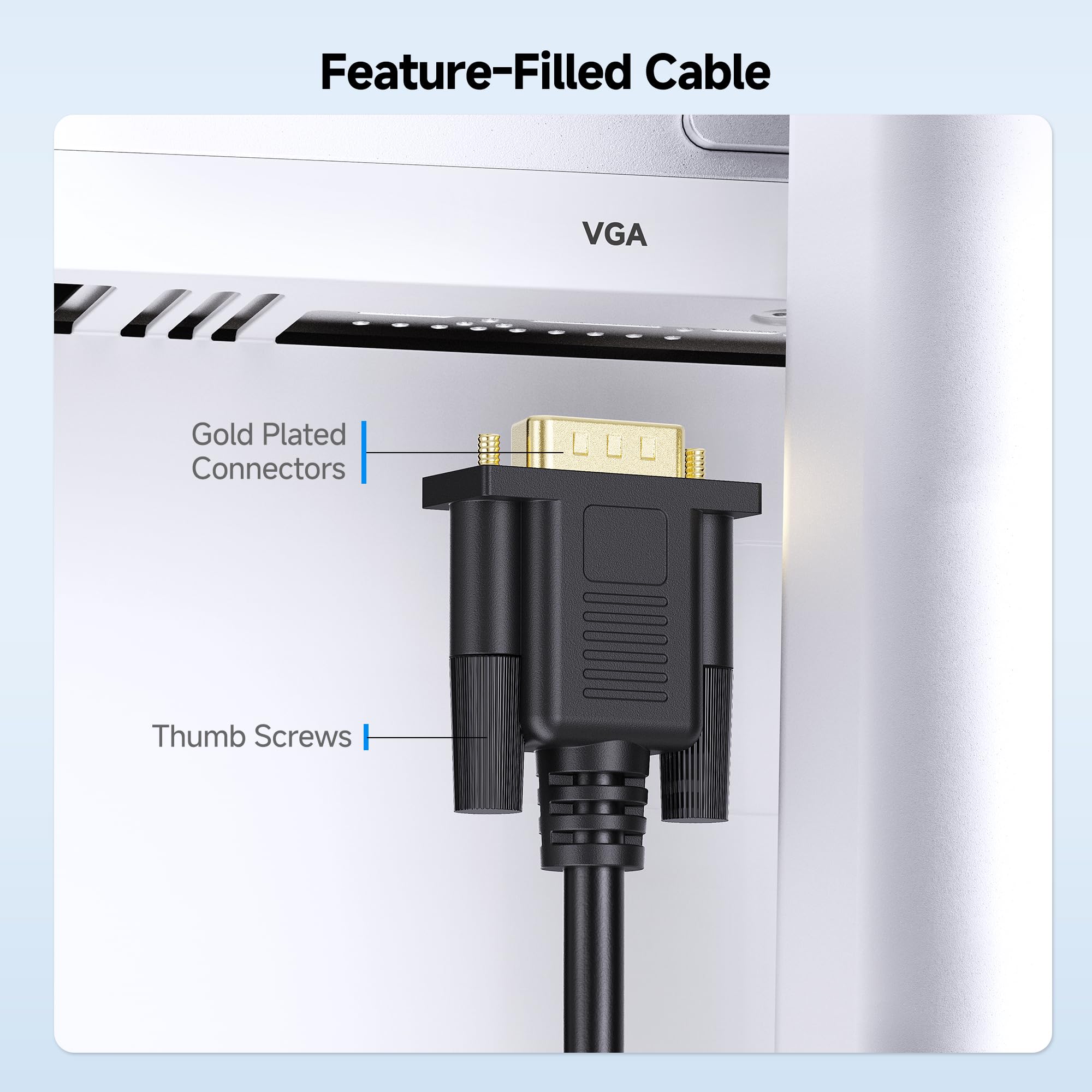 Foto 8 pulgar | El Cable Vga Importa Con Ferritas De 25 Pies Para Monitor - Venta Internacional.