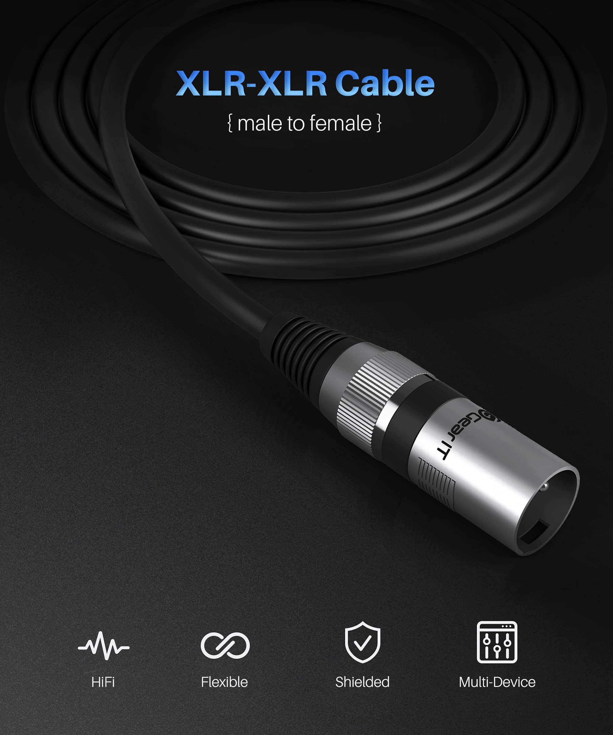Foto 2 | Cable De Micrófono Gearit Xlr Macho A Hembra De 30 M, 1 Paquete, Negro - Venta Internacional.