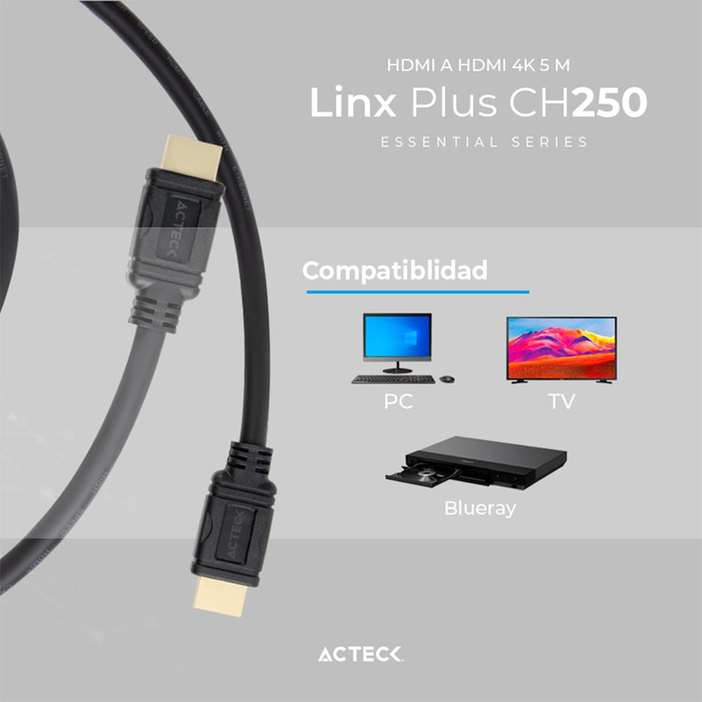 Foto 4 pulgar | Cable Hdmi Acteck Ch250 color Negro de 5 M