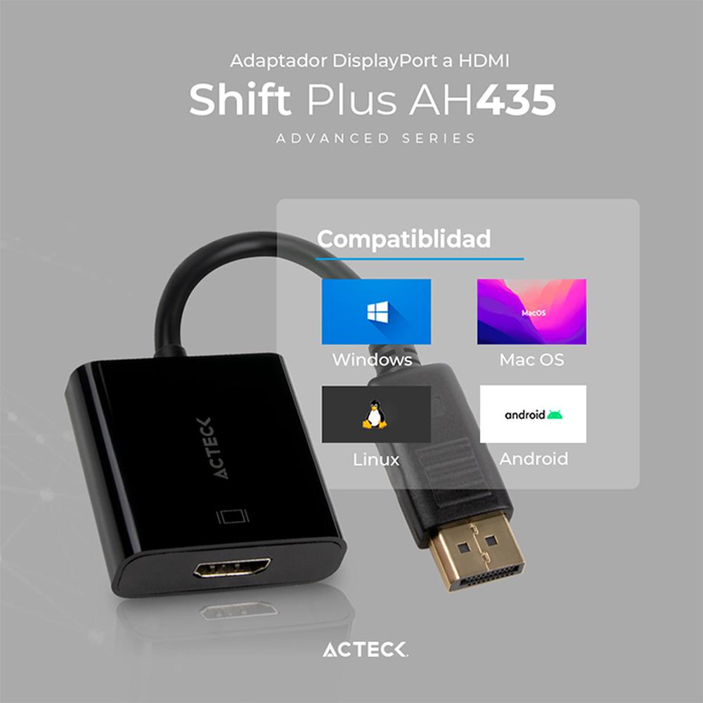 Foto 6 pulgar | Adaptador Convertidor Acteck Shift Plus Ah435 Displayport A Hdmi Ac-934763 color Negro