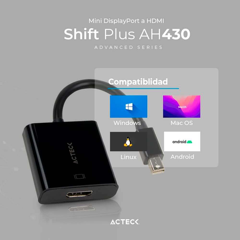 Foto 5 pulgar | Adaptador Mini Displayport a HDMI Acteck AC-934770 color Negro Shift Plus AH430