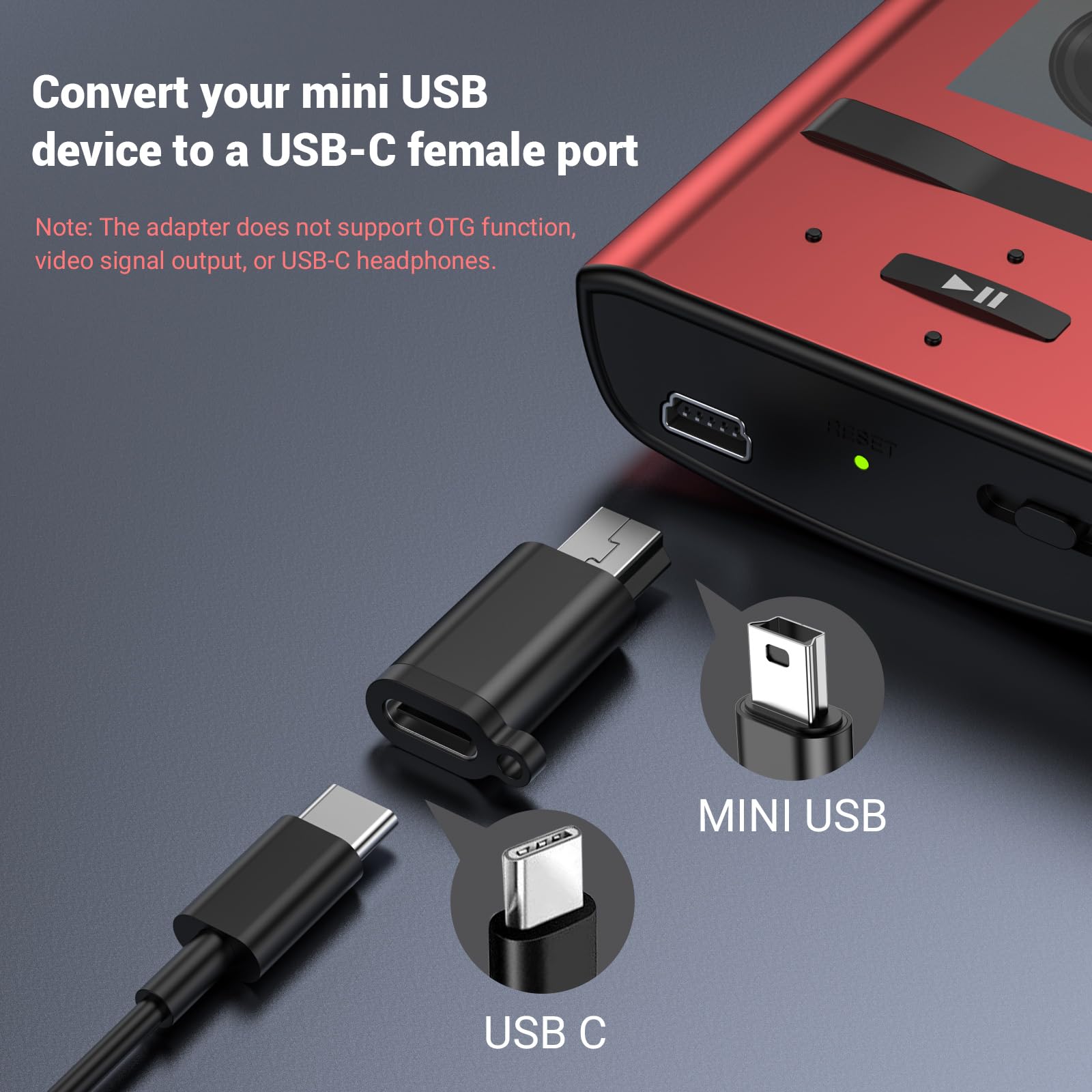 Foto 4 pulgar | Miniadaptador Usb Fidioto Usb-c A Mini-usb 2.0 Carga Y Datos - Venta Internacional.