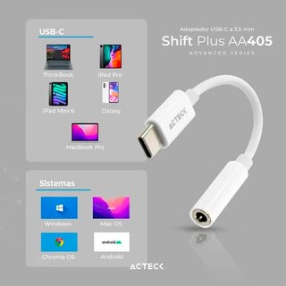 Foto 3 | Adaptador Acteck AC-934831 color Blanco USB-C a Jack 3.5 mm