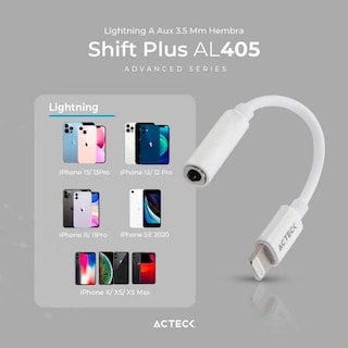 Foto 3 | Convertidor Acteck AC-934848 color Blanco Lightning a Jack 3.5 mm
