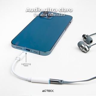 Foto 4 | Convertidor Acteck AC-934848 color Blanco Lightning a Jack 3.5 mm
