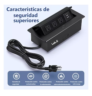 Foto 2 | Enchufe De Escritorio, Placa De Contactos Y Puerto Usb Plegable Negro