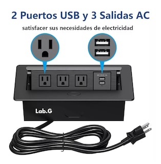 Foto 3 | Enchufe De Escritorio, Placa De Contactos Y Puerto Usb Plegable Negro