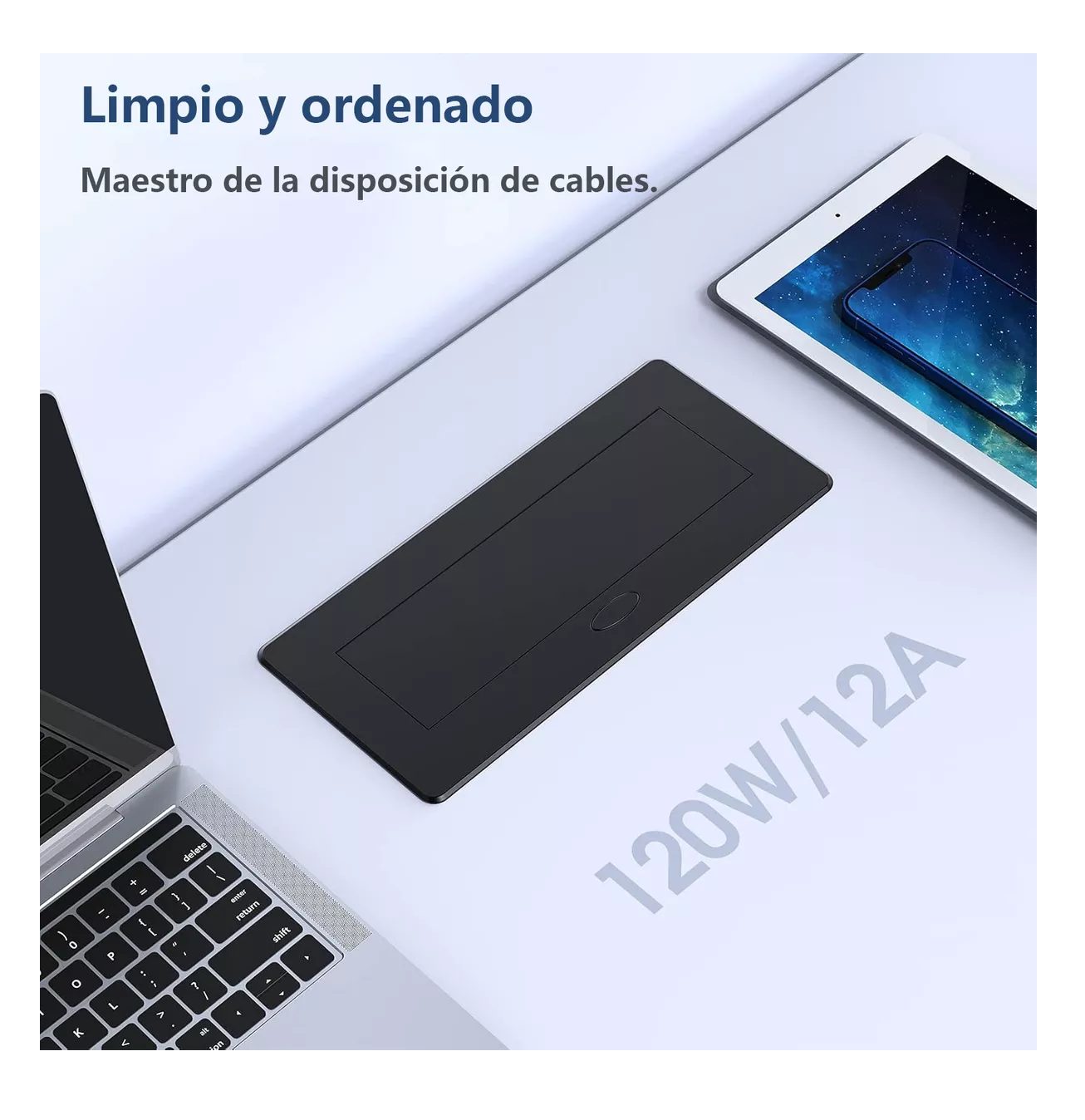 Foto 4 | Enchufe De Escritorio, Placa De Contactos Y Puerto Usb Plegable Negro