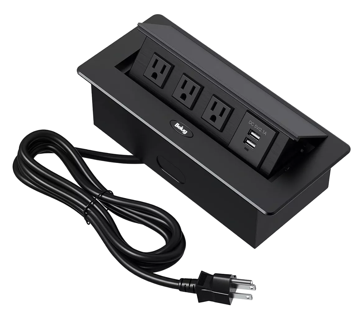Foto 1 | Enchufe De Escritorio, Belug Placa De Contactos Y Puerto Usb Plegable Negro