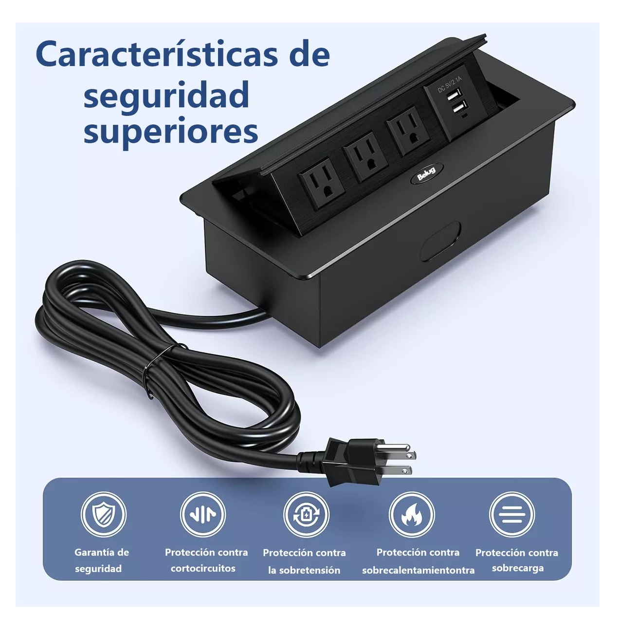 Foto 3 pulgar | Enchufe De Escritorio, Belug Placa De Contactos Y Puerto Usb Plegable Negro