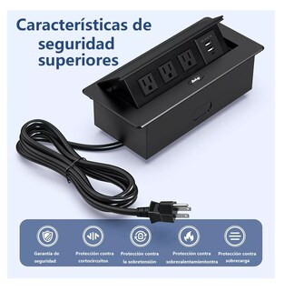 Foto 2 | Enchufe De Escritorio, Belug Placa De Contactos Y Puerto Usb Plegable Negro