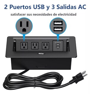 Foto 3 | Enchufe De Escritorio, Belug Placa De Contactos Y Puerto Usb Plegable Negro
