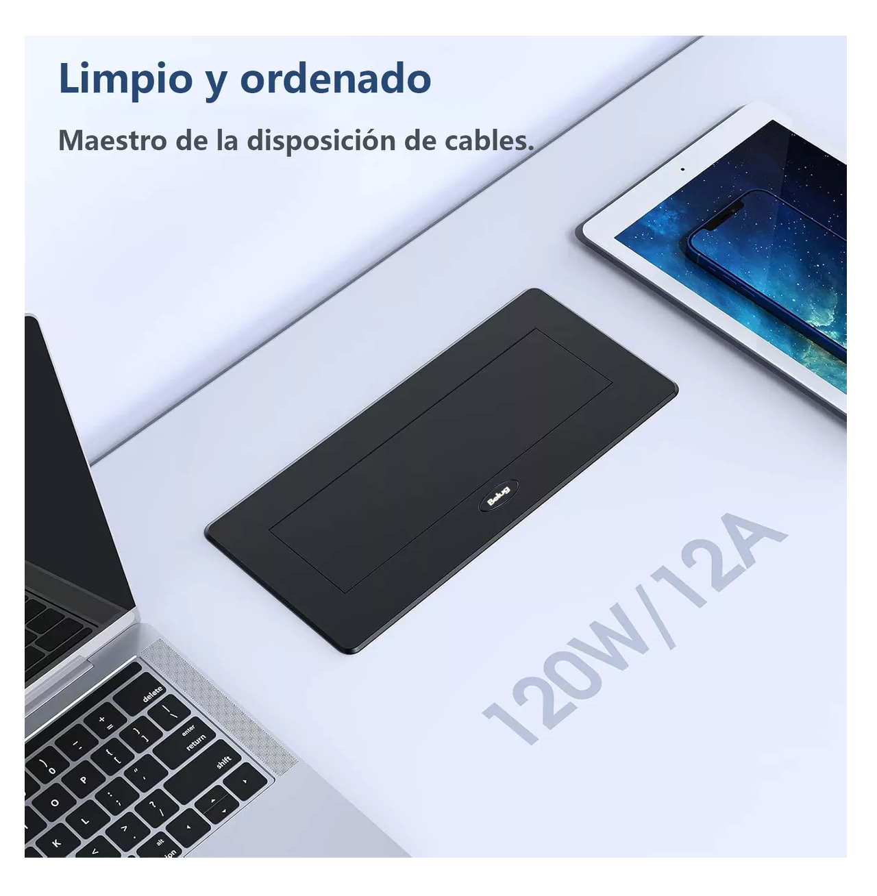 Foto 4 | Enchufe De Escritorio, Belug Placa De Contactos Y Puerto Usb Plegable Negro