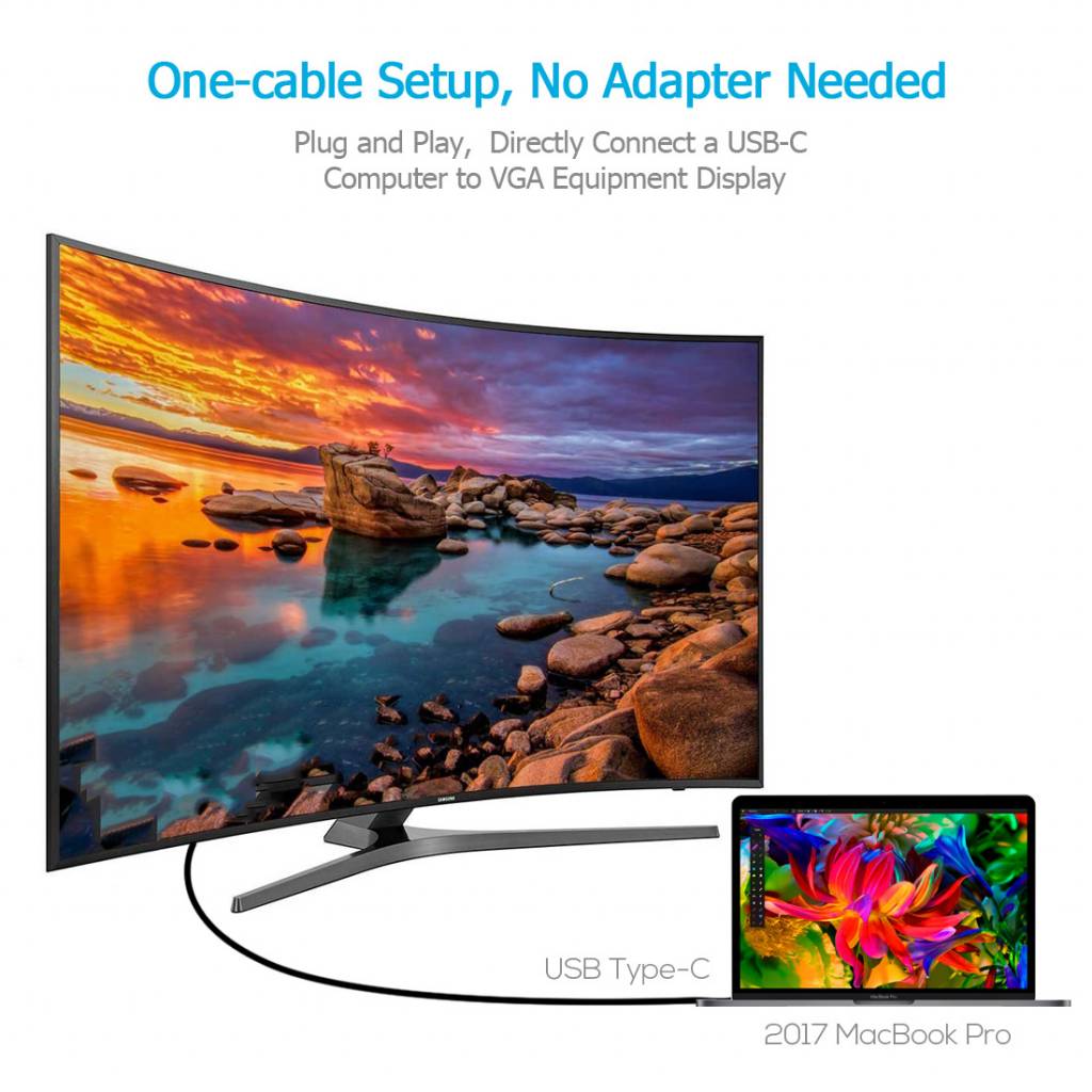 Foto 7 pulgar | Cable de Transmisión Choetech USB-C A VGA 1.8 m