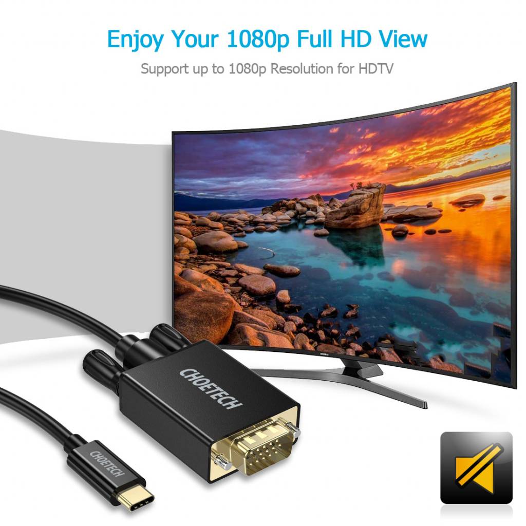 Foto 9 pulgar | Cable de Transmisión Choetech USB-C A VGA 1.8 m