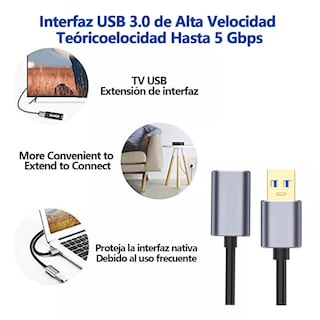 Foto 2 | Cable Extensión Usb 3.0 Macho A Hembra Eo Safe Imports Esi-10545 Negro