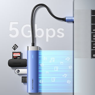 Foto 5 | Estación de Acoplamiento 5 en 1 Usb-c a Hdmi usb 3.0 x 3 pd 0.15 m Aleación de Aluminio Azul