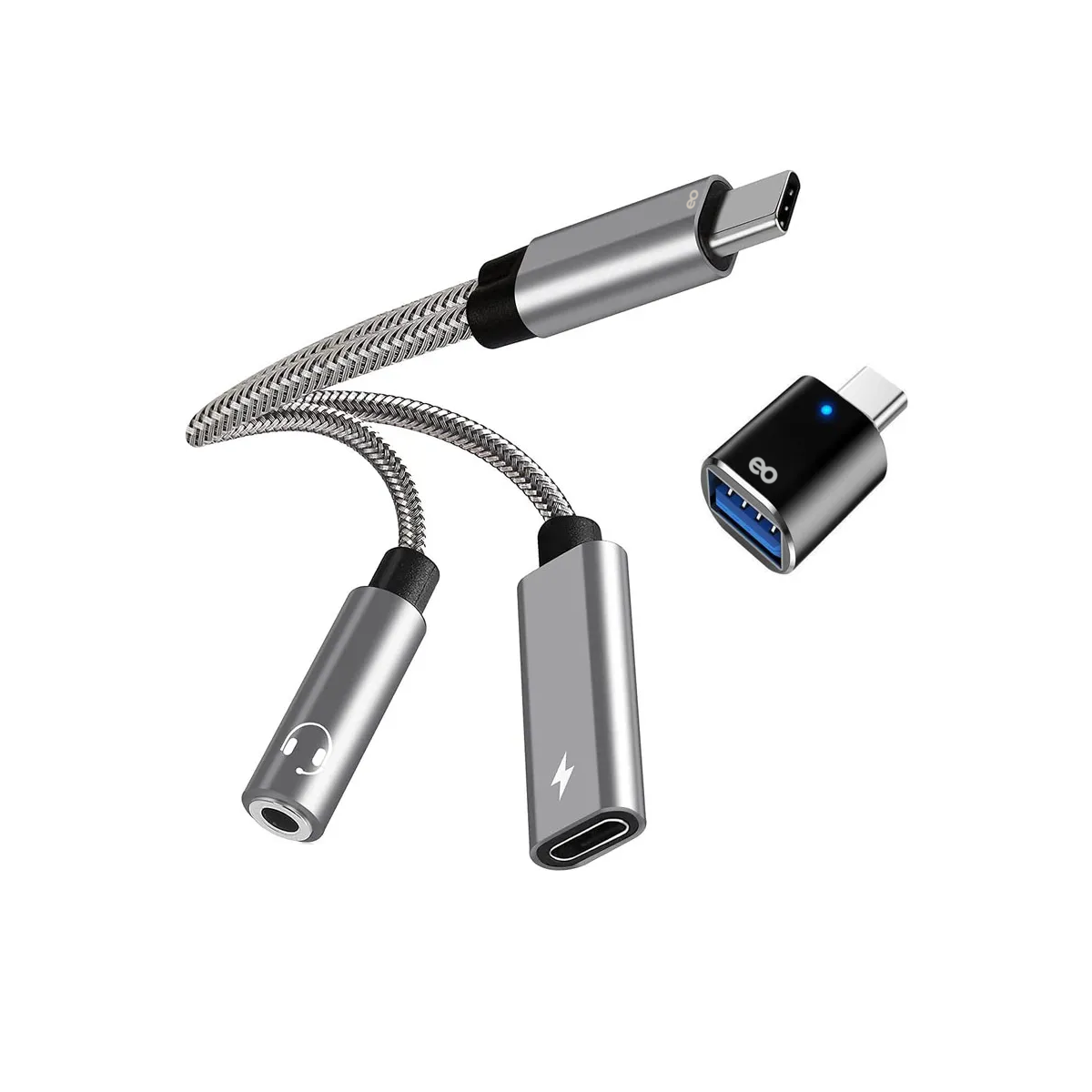 Adaptador Usb C A Jack 3.5 Mm Con Adaptador De Carga Pd De 25 W Eo Safe Imports Esi-20093 Negro