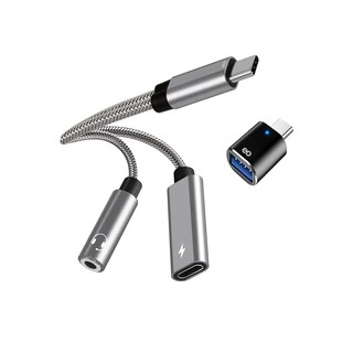 Foto 1 | Adaptador Usb C A Jack 3.5 Mm Con Adaptador De Carga Pd De 25 W Eo Safe Imports Esi-20093 Negro