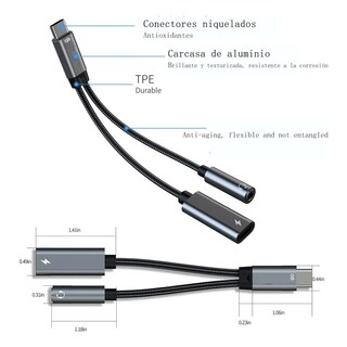 Foto 2 | Adaptador Usb C A Jack 3.5 Mm Con Adaptador De Carga Pd De 25 W Eo Safe Imports Esi-20093 Negro