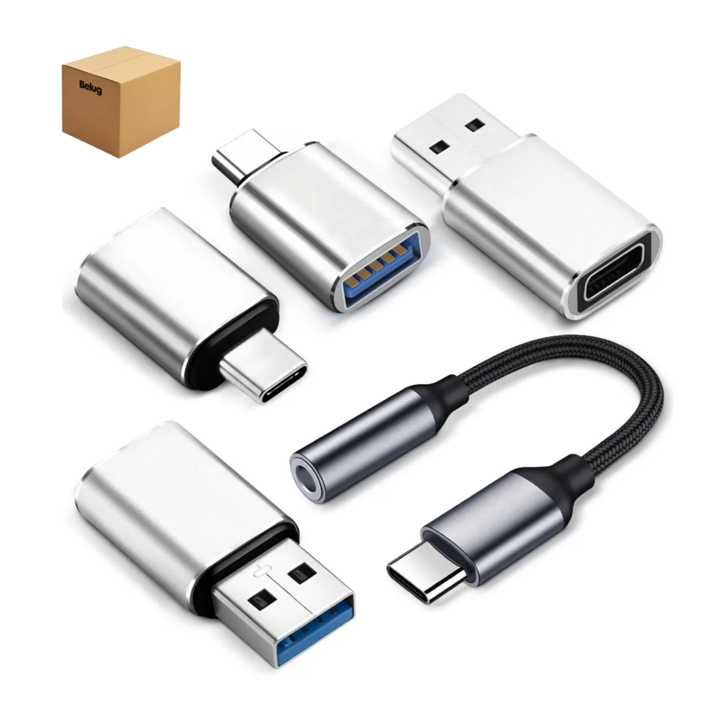5 Piezas Usb Cable Tipo C Adaptador Otg Usb Tipo C A Usb 3.0 Belug   Plata