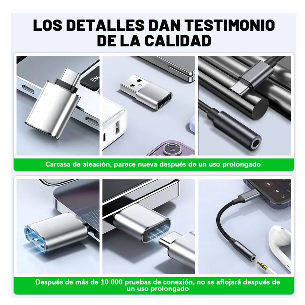 Foto 4 pulgar | 5 Piezas Usb Cable Tipo C Adaptador Otg Usb Tipo C A Usb 3.0 Belug   Plata