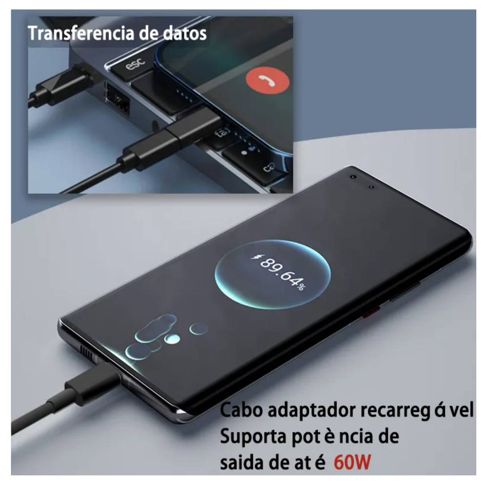 Foto 3 pulgar | Para Otg Usb/ Tipo C /lightning Cable Adaptador 6 Kit 60w Lab.g  Negro