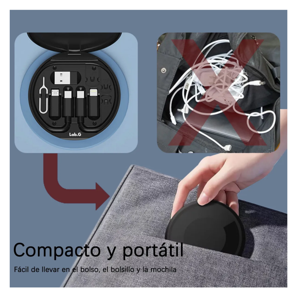 Foto 5 pulgar | Para Otg Usb/ Tipo C /lightning Cable Adaptador 6 Kit 60w Lab.g  Negro