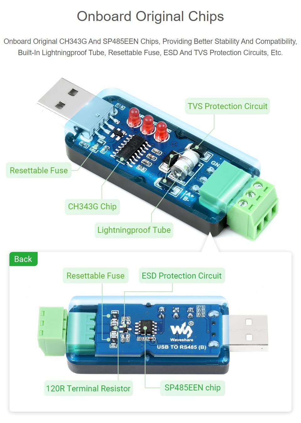 Foto 7 pulgar | Convertidor Bidireccional Usb A Rs485  2 Piezas  Waveshare Industrial - Venta Internacional.
