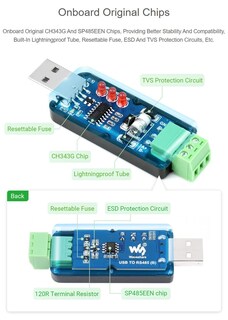 Foto 6 | Convertidor Bidireccional Usb A Rs485 2 Piezas Waveshare Industrial - Venta Internacional.