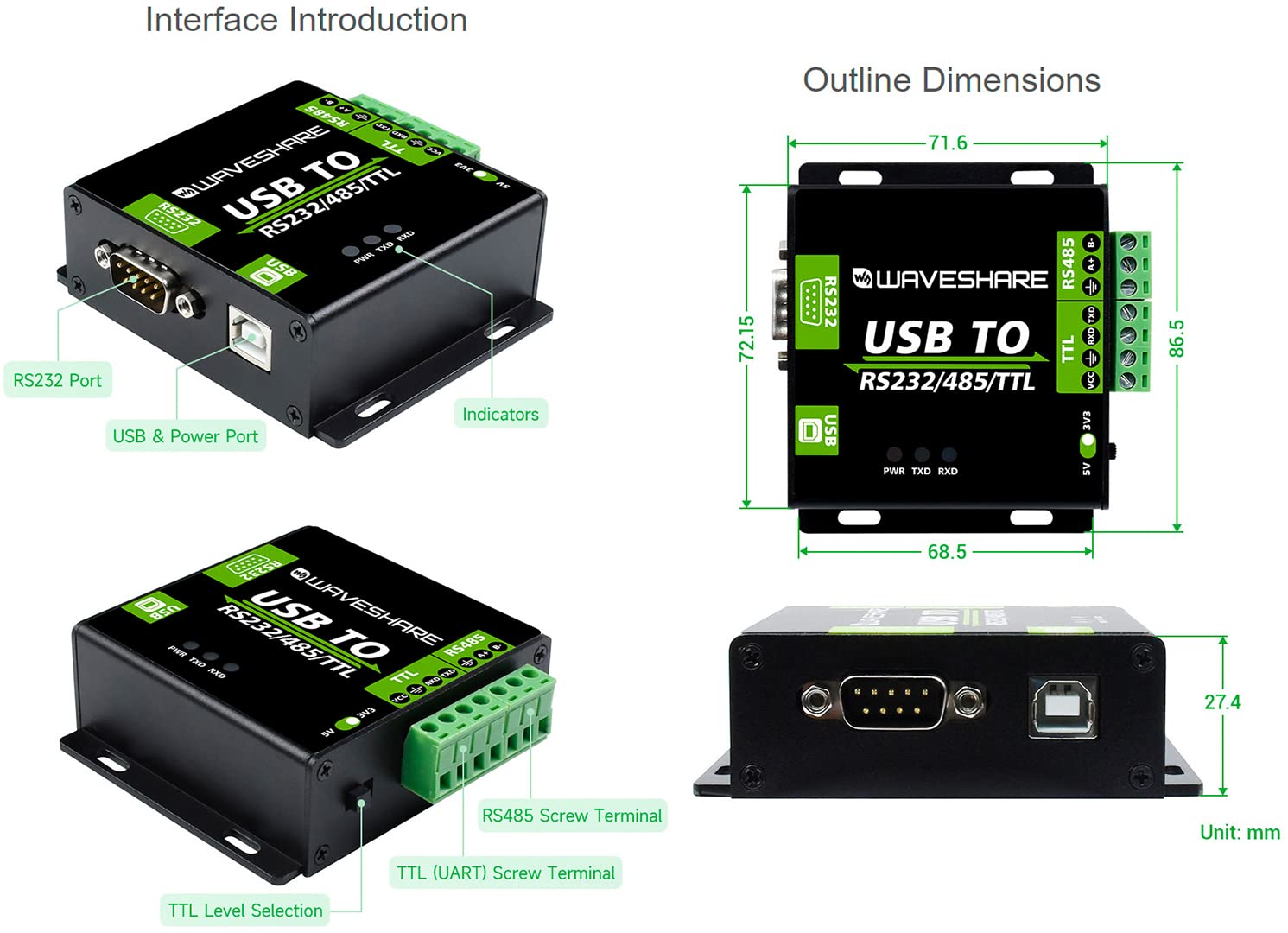 Foto 8 pulgar | Convertidor Usb Waveshare Aislado De Grado Industrial Ch343g - Venta Internacional.
