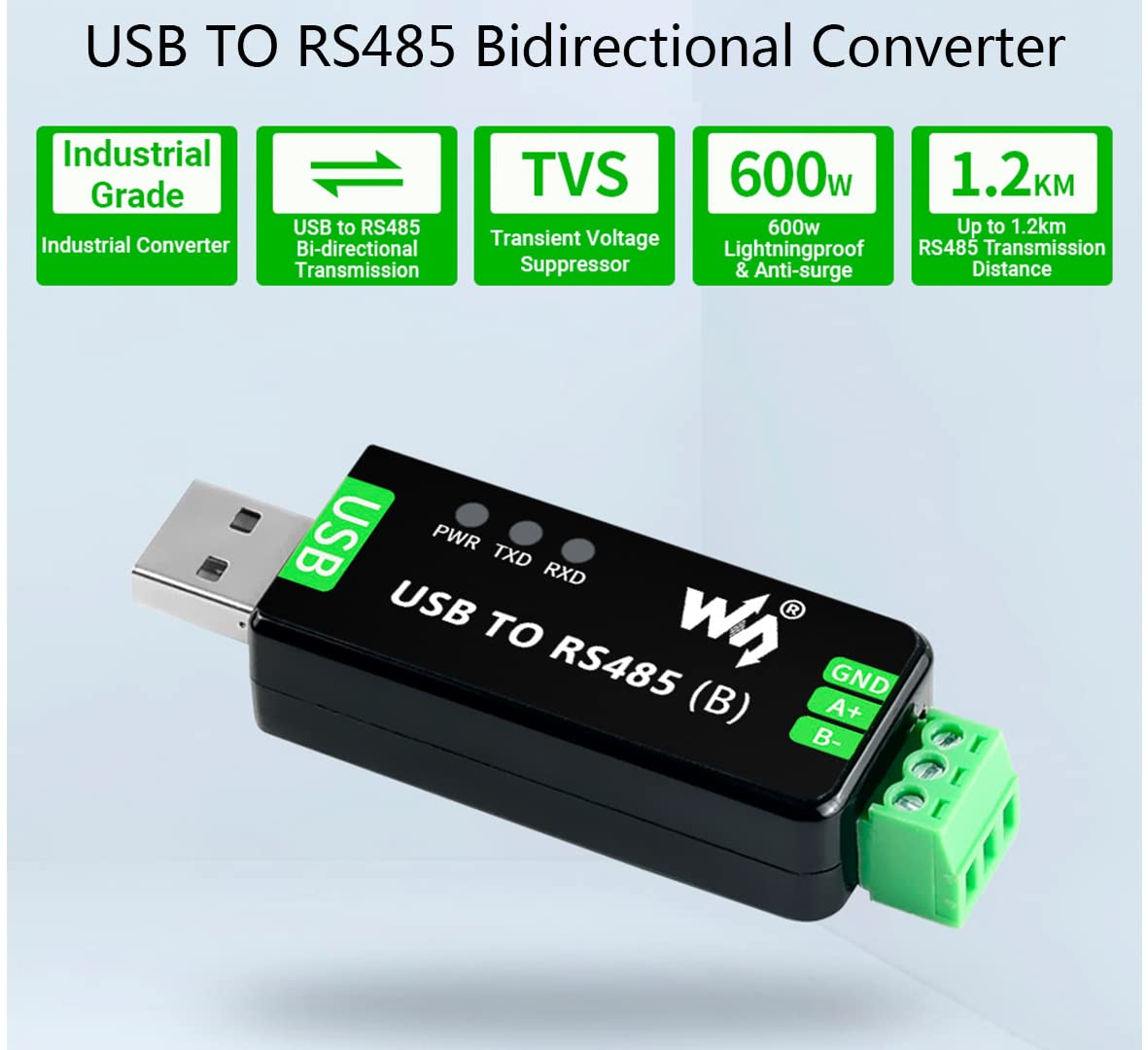 Foto 3 pulgar | Adaptador Bidireccional De Convertidor Usb A Rs485 Industrial - Venta Internacional.