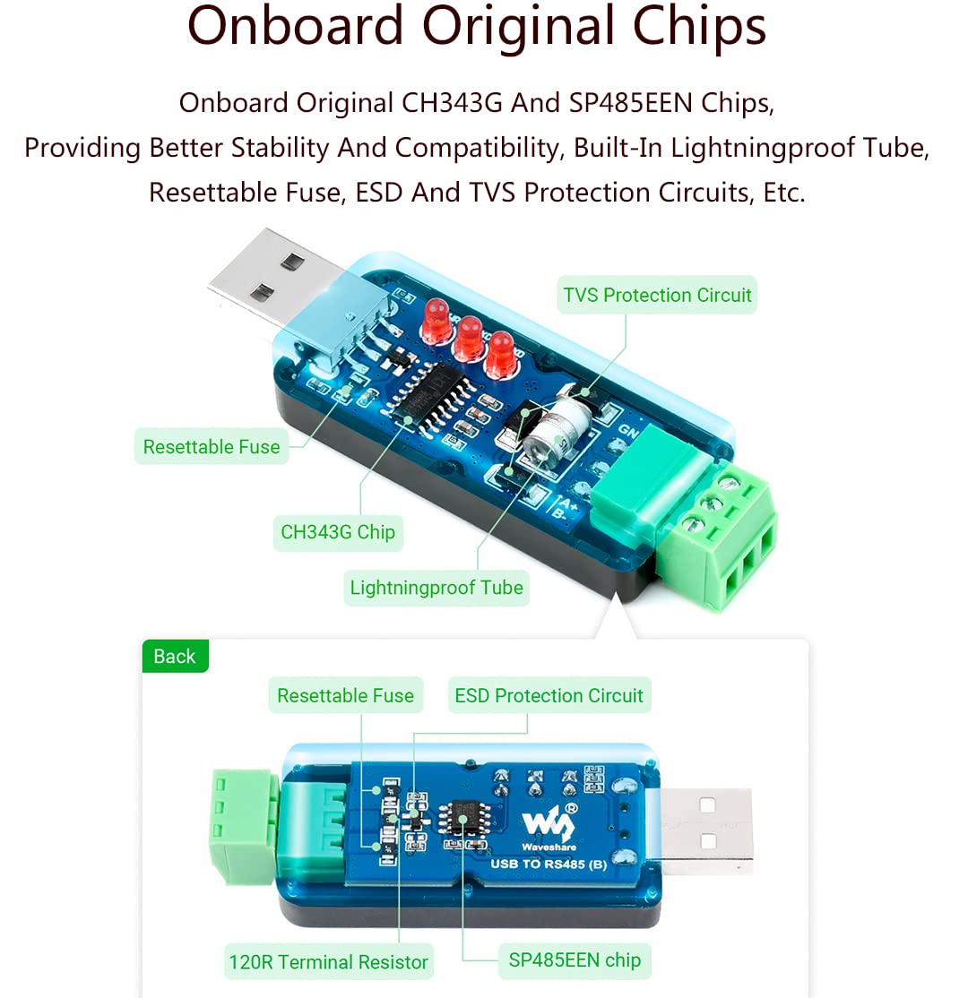 Foto 4 pulgar | Adaptador Bidireccional De Convertidor Usb A Rs485 Industrial - Venta Internacional.