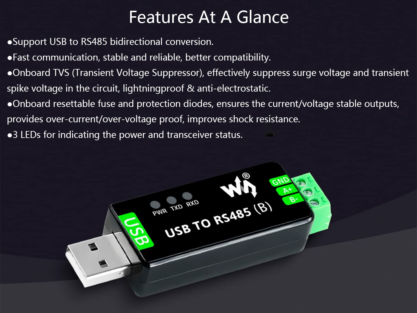 Foto 5 pulgar | Adaptador Bidireccional De Convertidor Usb A Rs485 Industrial - Venta Internacional.
