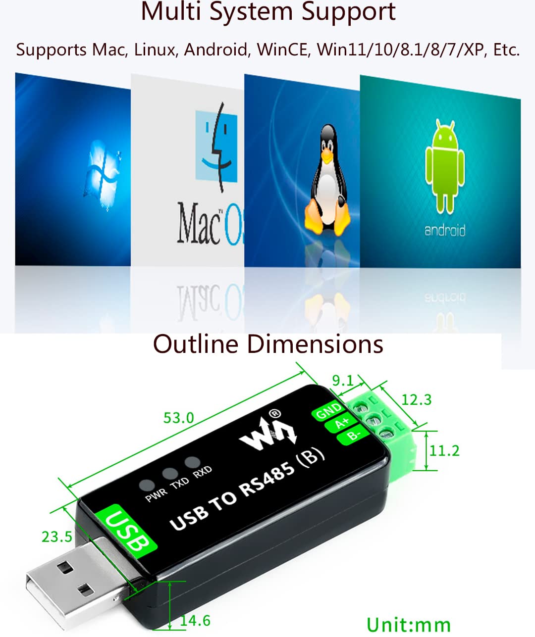 Foto 8 pulgar | Adaptador Bidireccional De Convertidor Usb A Rs485 Industrial - Venta Internacional.