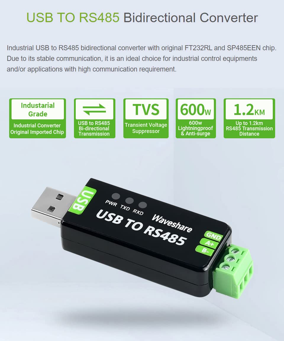 Foto 2 | Convertidor Usb A Rs485 Waveshare Industrial Con Ft232rl - Venta Internacional.