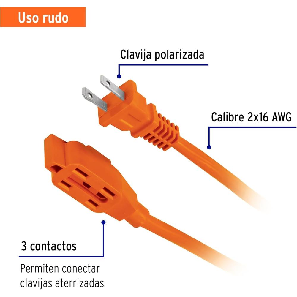 Foto 2 | Volteck 2 Pack Extensión Eléctrica Uso Rudo 10m Calibre 16
