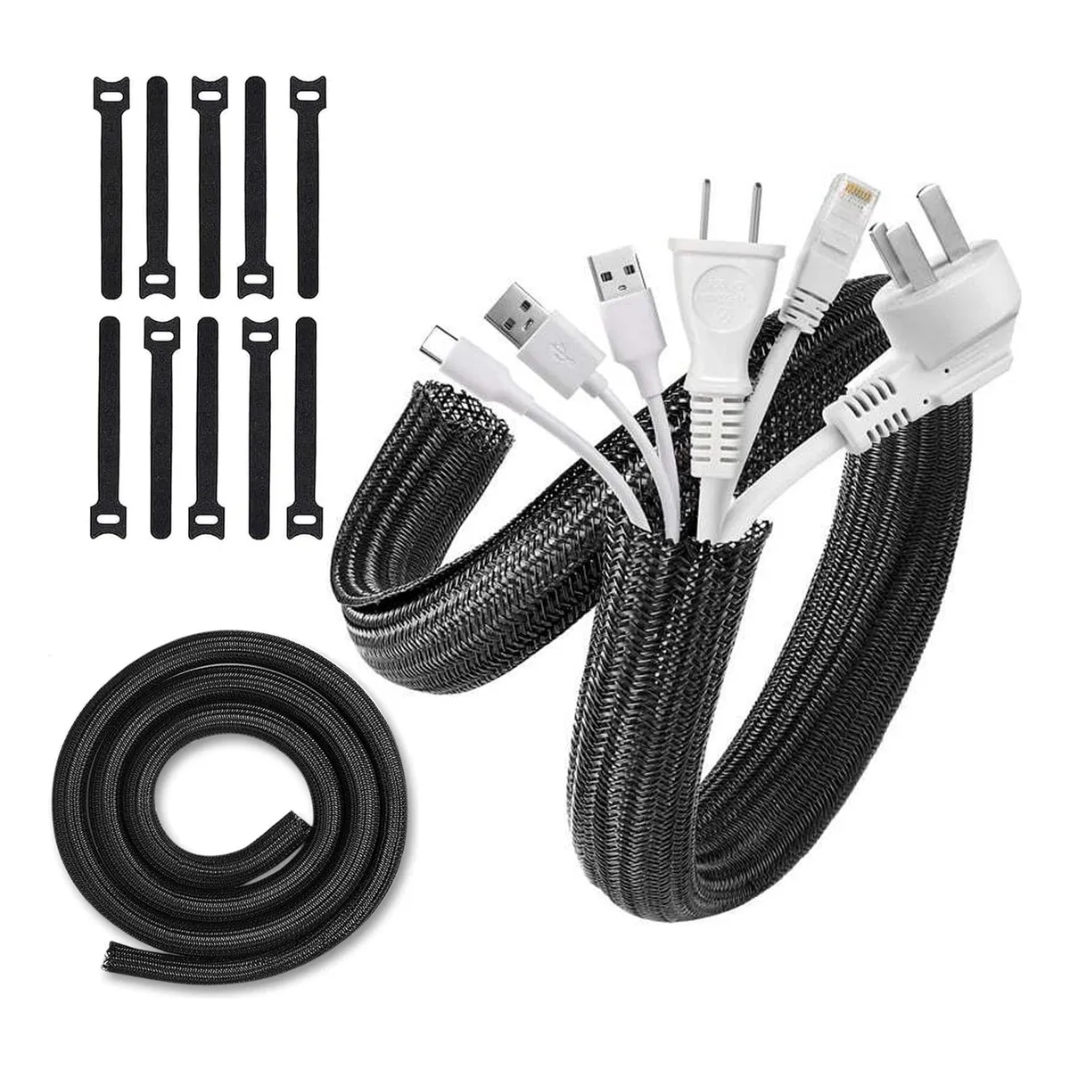 Foto 3 pulgar | Conducto Funda Tejida De Cables Con Cierre Automático 5 Mts Eo Safe Imports Esi-20094 Negro