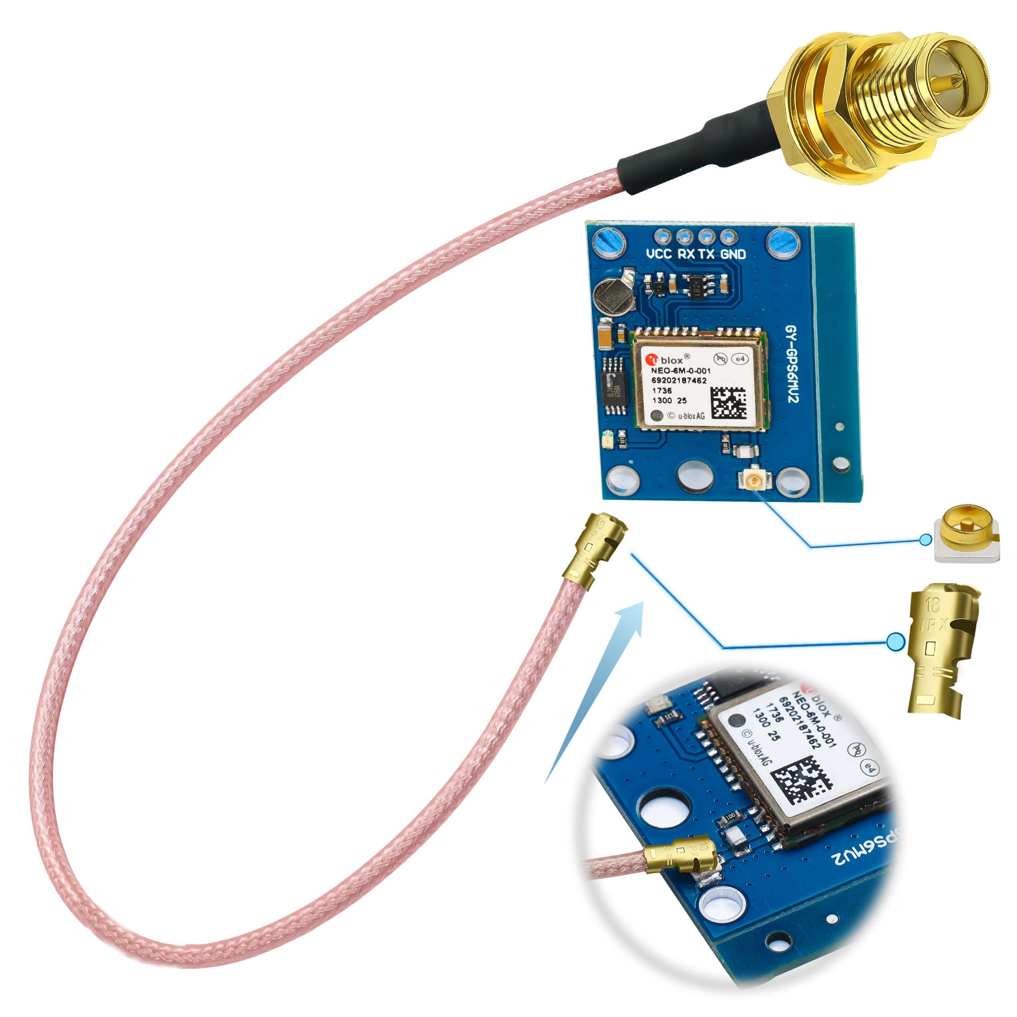 Foto 5 | Cable Coaxial Tuolnk Rp-sma A Ipx Mhf U.fl Ipex-1, 10 Cm, 5 Unidades - Venta Internacional.