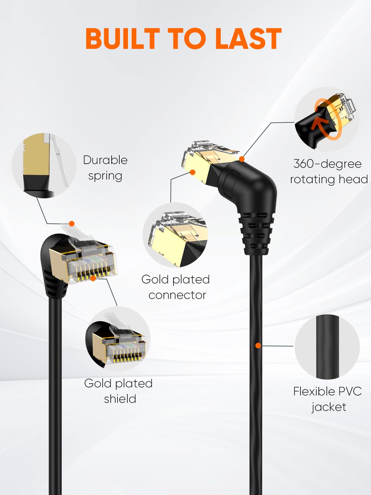 Foto 2 | Cable Ethernet Cablecreation Cat8 En Ángulo Recto De 2 M/6.6 Pies - Venta Internacional.