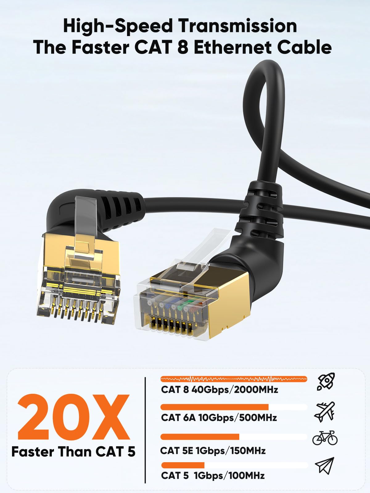 Foto 3 | Cable Ethernet Cablecreation Cat8 En Ángulo Recto De 2 M/6.6 Pies - Venta Internacional.