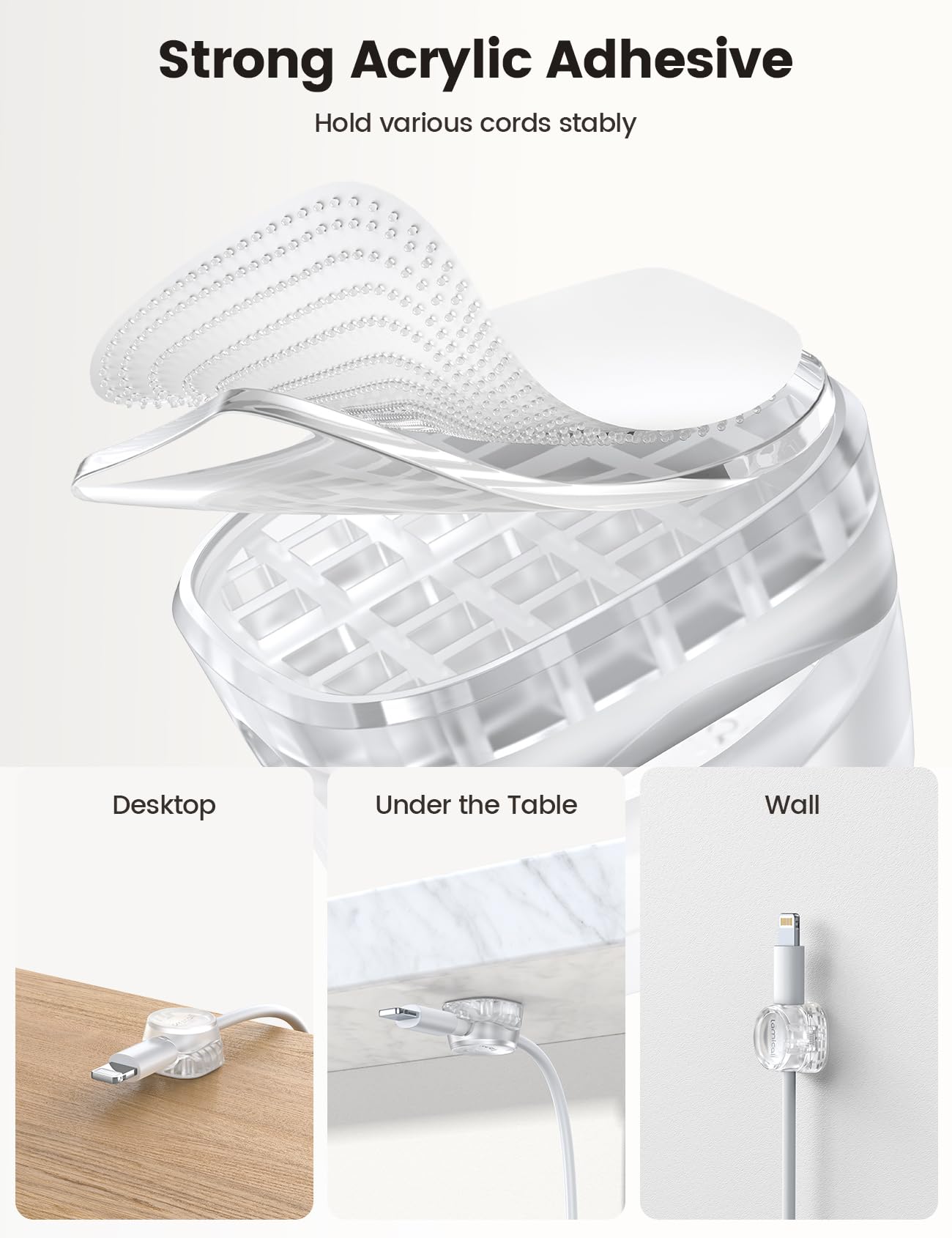 Foto 6 | Organizador De Cables Lamicall, Transparente, Para Escritorio, Gestión De Cables, Paquete De 6 - Venta Internacional.